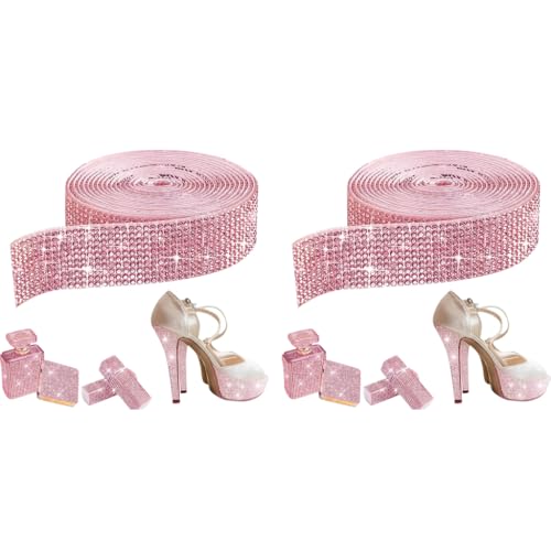 MAYCREATE® 1Roll Self Adhesive Crystal Rhinestone Ribbon Diamond Bling Tape Rhinestones Strips Sticker for Arts Crafts Wedding Birthday Party DIY Event Car Phone Decoration Pink 2 PCS MAYCREATE® 1Roll Self Adhesive Crystal Rhinestone Ribbon Diamond Bling Tape Rhinestones Strips Sticker for Arts Crafts Wedding Birthday Party DIY Event Car Phone Decoration Pink 2 PCS